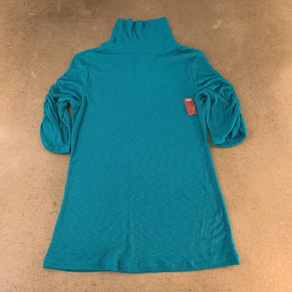 No Boundaries Sweaters - Pullover Sweater Womens Blue 3/4 Sleeve Turtleneck Ruched Knit Juniors XXL New